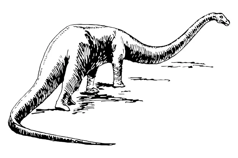 Walking Dinosaur Black and White Illustration